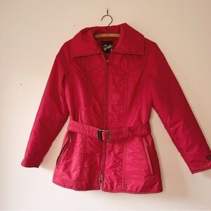 Vintage 80’s sportcaster red ski belted jacket size S‎